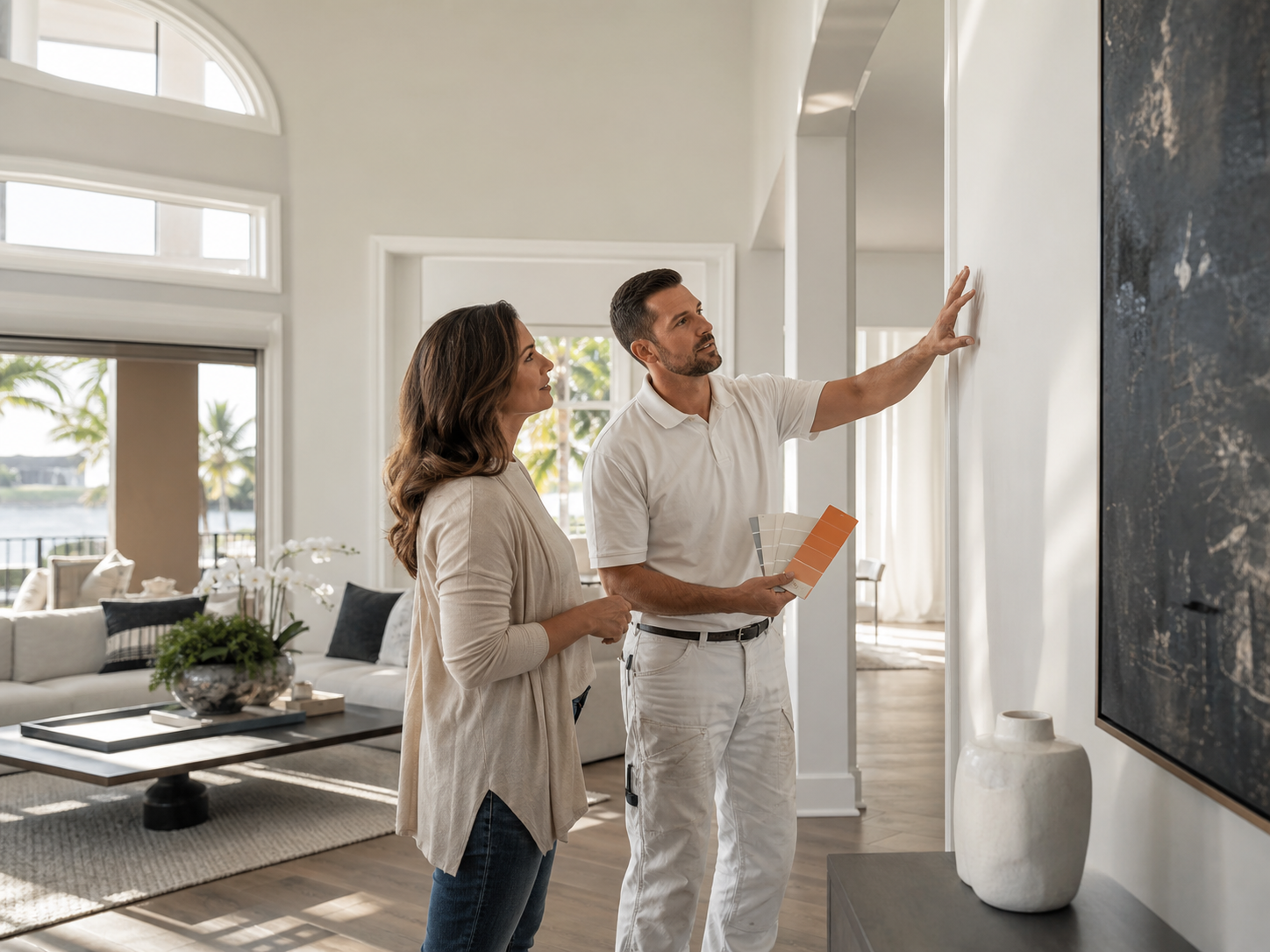 Painting professional discussing colors with a homeowner