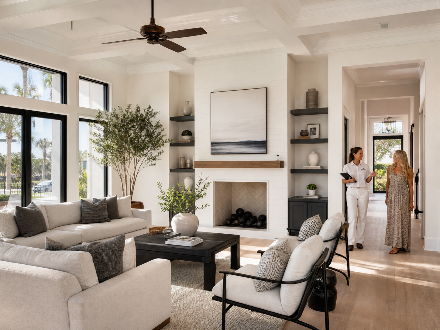 Bright finished living room interior